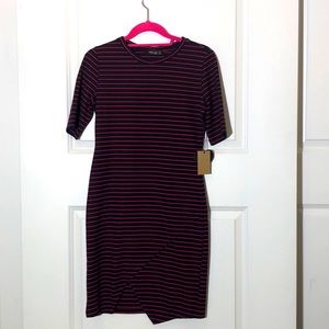 Popular Basics Navy/Red Striped Body-con Dress Large NEW!!! Preppy
